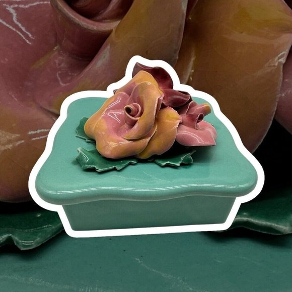 Johann Brahm California Vintage 1960s Floral Trinket Box MCM Collectible #275 - Picture 3 of 13